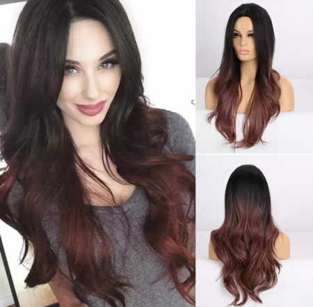 PERUCI - Peruca C328 Bruneta Ombre Cu Varfuri Mov