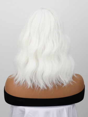 Peruca C1011 Blonda Gri Blond Platinat Bob cu Breton si Par Ondulat [4]