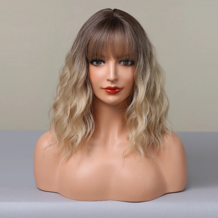Peruca C1022 Blonda Ombre Bob cu Breton si Par Cret [4]