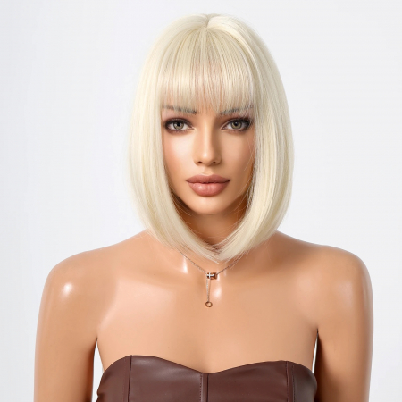 Peruca C1034 Blonda Bob Cu Breton si Par Scurt [1]