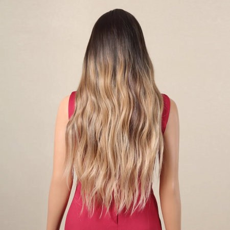 Peruca C1036 Satena Blonda Ombre cu Breton Si Suvite Blonde [3]
