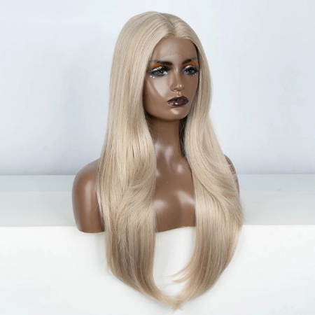Peruca C1053 FRONT LACE Blonda Blond Cenusiu Platinat Dantela [2]