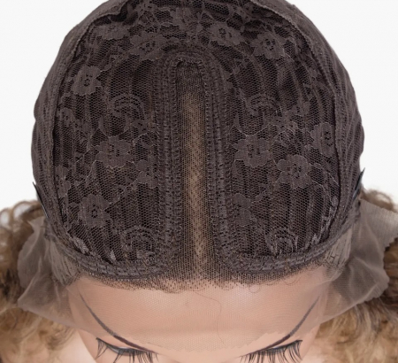 Peruca C1055 FRONT LACE Blonda Baza Satena Ombre Afro Creata Volum [4]