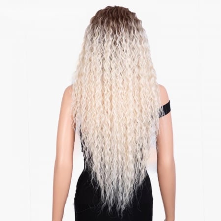 Peruca C1055 FRONT LACE Blonda Baza Satena Ombre Afro Creata Volum [2]