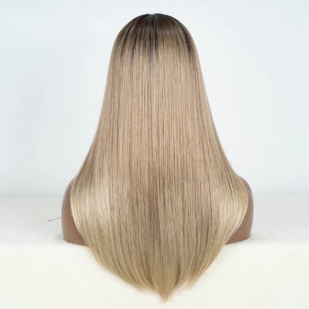 Peruca C1057 FRONT LACE Blonda Ombre Baza Satena Suvite Gri Bob Lung [2]