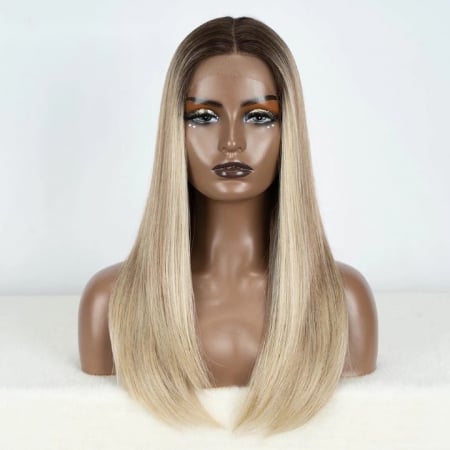 Peruca C1057 FRONT LACE Blonda Ombre Baza Satena Suvite Gri Bob Lung [1]