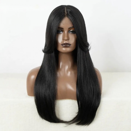 Peruca C1084 FRONT LACE Bruneta Cu Breton Lung Si Dantela [1]