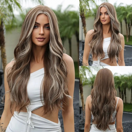 PERUCI CU PAR LUNG - Peruca C1088 Satena Cu Suvite Blonde Ondulata