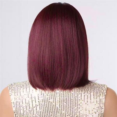 Peruca C1366 Roscata Bob Lung Cu Breton Roscat Inchis Visiniu [3]