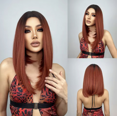 PERUCI - Peruca C1413 Roscata Ombre Baza Bruneta Bob Lung