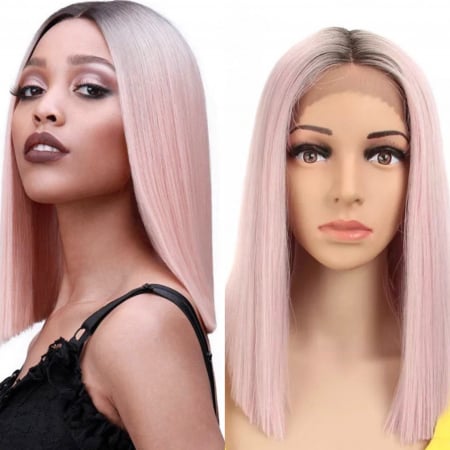 PERUCI - Peruca C1432 FRONT LACE Roz Baza Ombre Bob