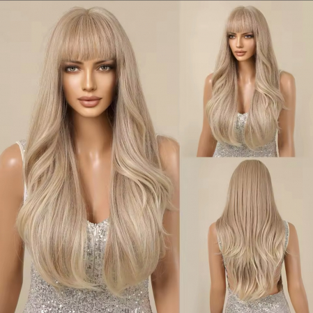Peruca C1448 Blonda Cenusie Cu Suvite Blond Cenusiu Cu Breton [1]