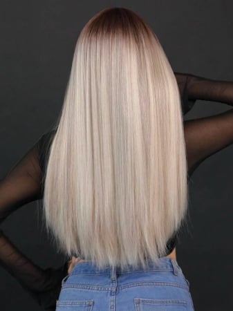 Peruca C1451 Gri Blonda Ombre Cu Breton Blond Platinat Baza Satena [2]