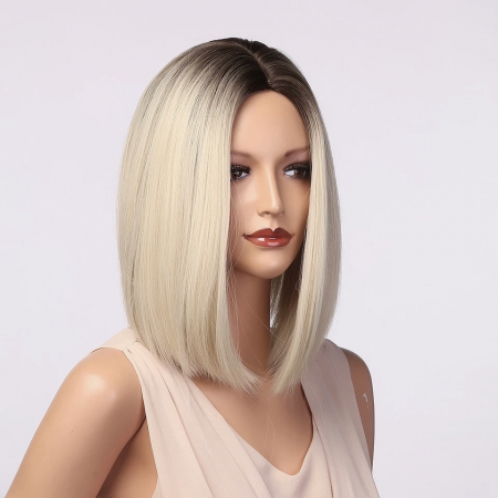 Peruca C1461 Blonda Bob Ombre Cu Baza Bruneta - Blond Platinat [1]