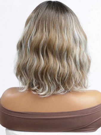 Peruca C1463 Satena Ombre Gri Cenusie Bob Creata Cu Breton si Suvite Blonde [3]