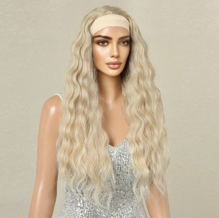 Peruca C1476 Blonda Ondulata Creata Cu Bentita - blond deschis cu suvite [2]