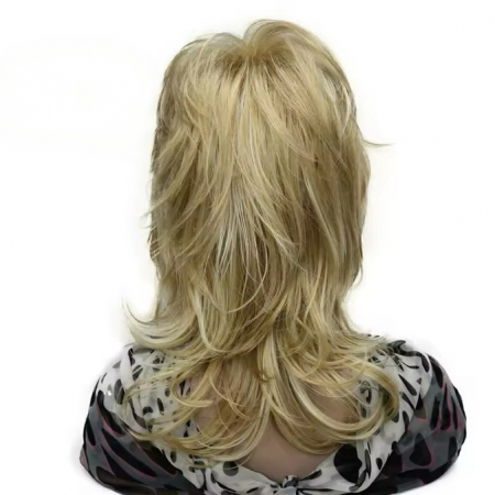 Peruca C1494 Blonda Blond Auriu Deschis Suvite Cu Breton Par Filat Volum [4]
