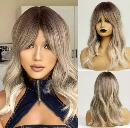 PERUCI - Peruca C167 Baza Satena Blonda Breton Gri Blond Platinat Cu Suvite