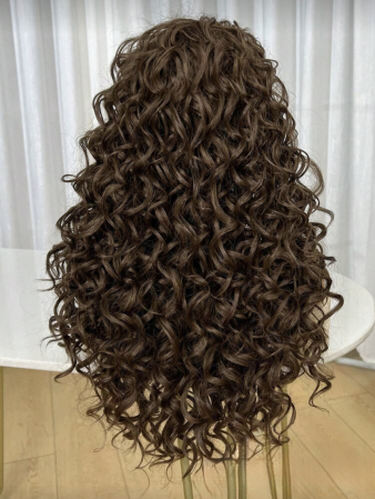 Peruca C1711 Afro Satena Castanie Creata Cu Breton Si Extra Volum [3]