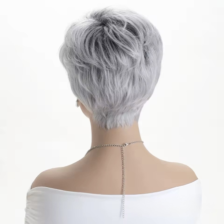 Peruca C1712 Gri Grizonata Cu Breton Baza Inchisa [3]