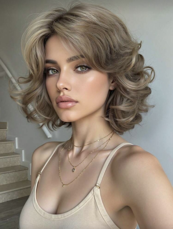 Peruca C1715 Satena Cu Suvite Blonde Ondulata Bucle Volum [1]