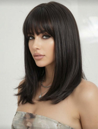 Peruca C1719 Satena Cu Breton Par Filat - Saten Foarte Inchis [1]