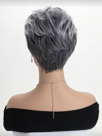Peruca C1730 Gri Grizonata Cu Breton Si Suvite Gri [6]