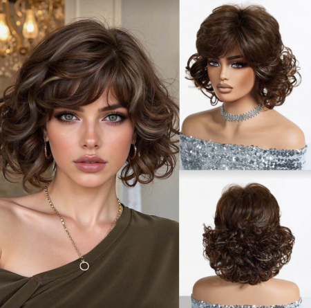 PERUCI CU PAR SCURT - Peruca C1741 Satena Cu Breton Si Suvite Blonde Cu Volum Ondulata