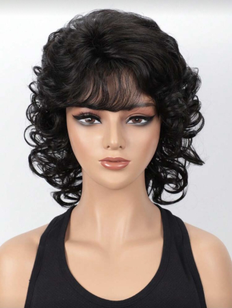 Peruca C1745 Bruneta Cu Breton si Par Ondulat (volum) [1]