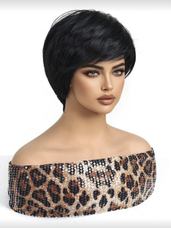 Peruca C1751 Bruneta Neagra Scurta Cu Breton [3]