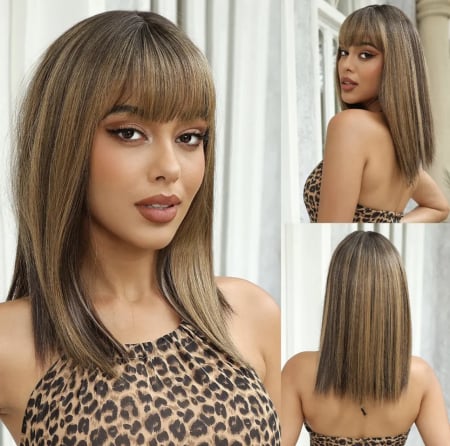 PERUCI CU PAR MEDIU - Peruca C646 Satena Cu Breton Si Suvite Blonde