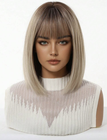 Peruca C77 Blonda Breton Bob Ombre Scurta Blond Cenusiu [2]
