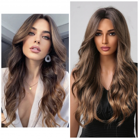 PERUCI CU PAR LUNG - Peruca C959 Satena Ombre Cu Varfuri Blonde Ondulata