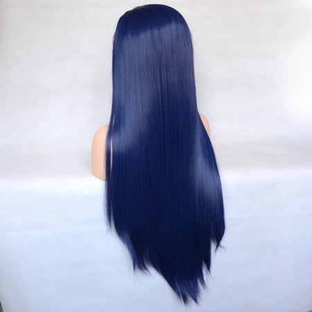 Peruca C158 FRONT LACE Albastra Cu Par Drept [4]