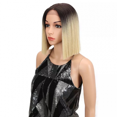 Peruca C263 FRONT LACE Blonda Baza Bruneta Bob [3]