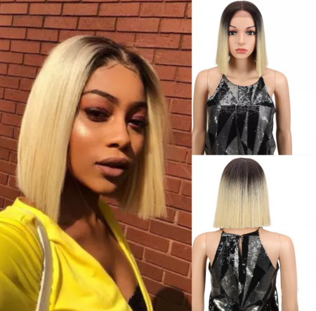 PERUCI - Peruca C263 FRONT LACE Blonda Baza Bruneta Bob