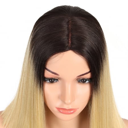 Peruca C317 FRONT LACE Blonda Baza Bruneta Bob [4]