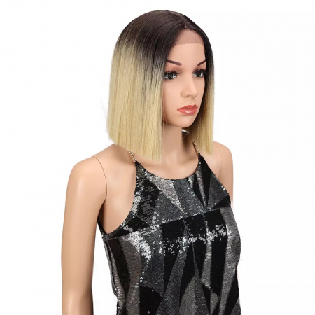 Peruca C263 FRONT LACE Blonda Baza Bruneta Bob [2]