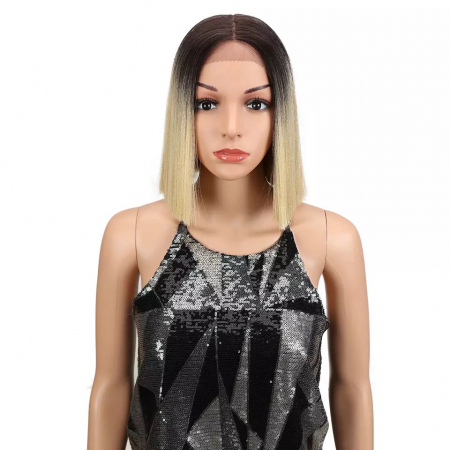 Peruca C263 FRONT LACE Blonda Baza Bruneta Bob [1]