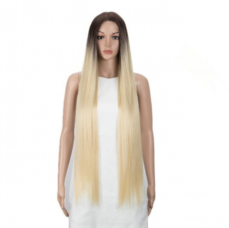 Peruca C334 FRONT LACE Blonda Baza Satena Blond Deschis Platinat [2]