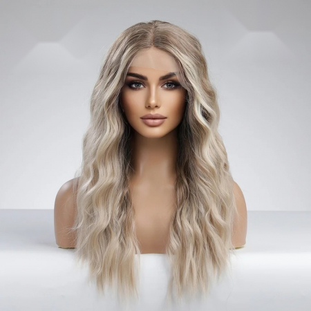 Peruca C906 FRONT LACE Blonda Baza Satena Ondulata [1]