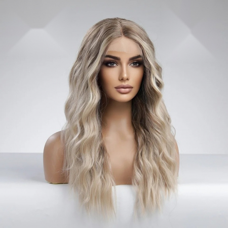 Peruca C906 FRONT LACE Blonda Baza Satena Ondulata [2]