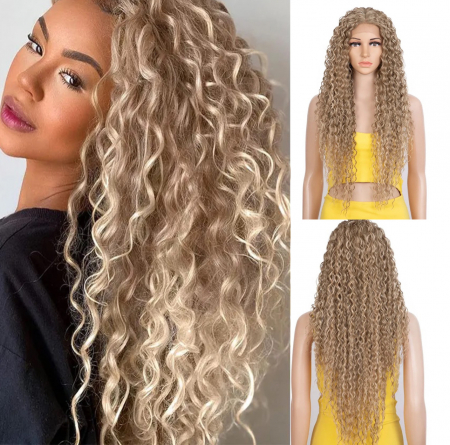 PERUCI - Peruca C117 FRONT LACE Blonda Cenusie Afro Creata
