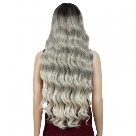 Peruca C34 FRONT LACE Blonda Gri Ombre Ondulata [4]