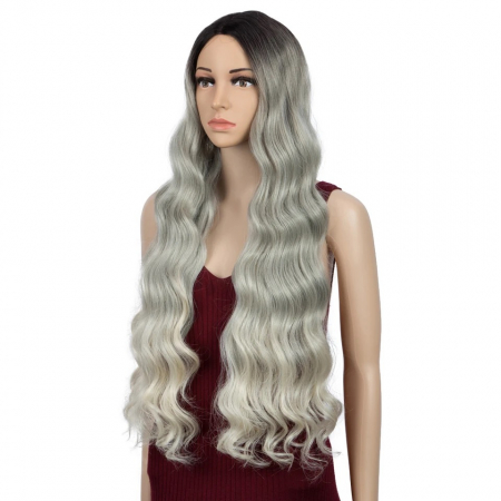 Peruca C34 FRONT LACE Blonda Gri Ombre Ondulata [3]