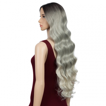 Peruca C34 FRONT LACE Blonda Gri Ombre Ondulata [2]