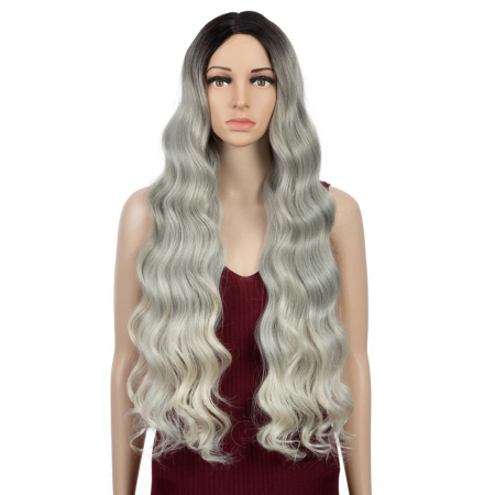 Peruca C34 FRONT LACE Blonda Gri Ombre Ondulata [1]