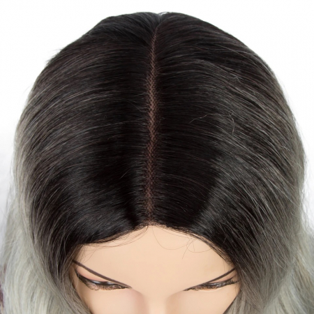 Peruca C34 FRONT LACE Blonda Gri Ombre Ondulata [5]