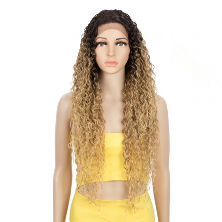 Peruca C128 FRONT LACE Blonda Ombre Baza Bruneta Afro Creata [1]