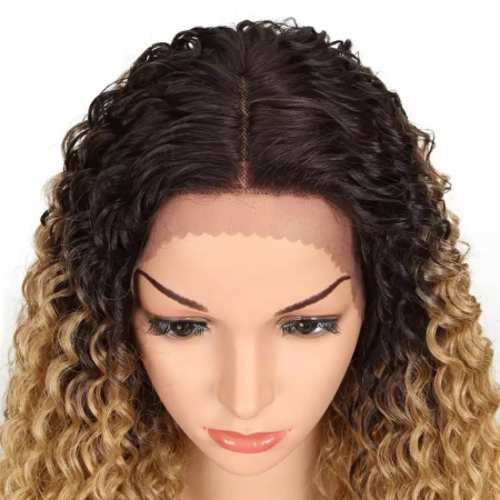 Peruca C128 FRONT LACE Blonda Ombre Baza Bruneta Afro Creata [5]